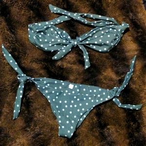 Boutique polkadot green bikini